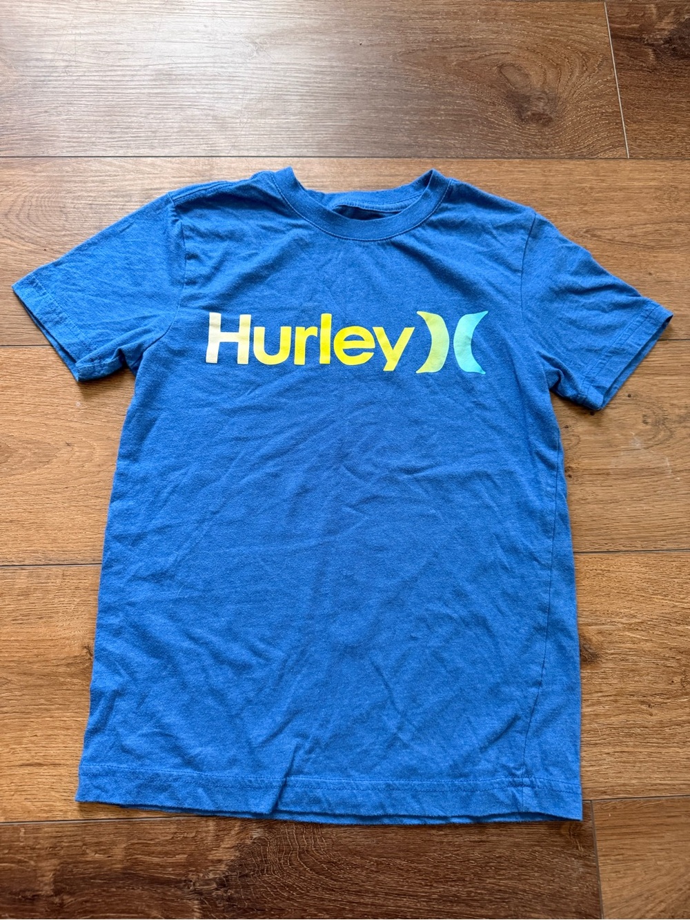Hurley Blue Tee with Yellow-to-Teal Logo